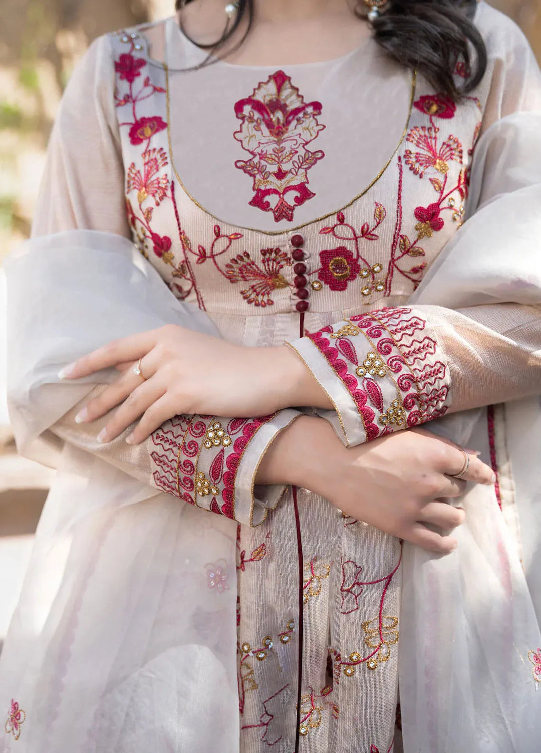 Kross Kulture Pret Embroidered Cotton Net 3 Piece Suit Agastya KKSG-00534