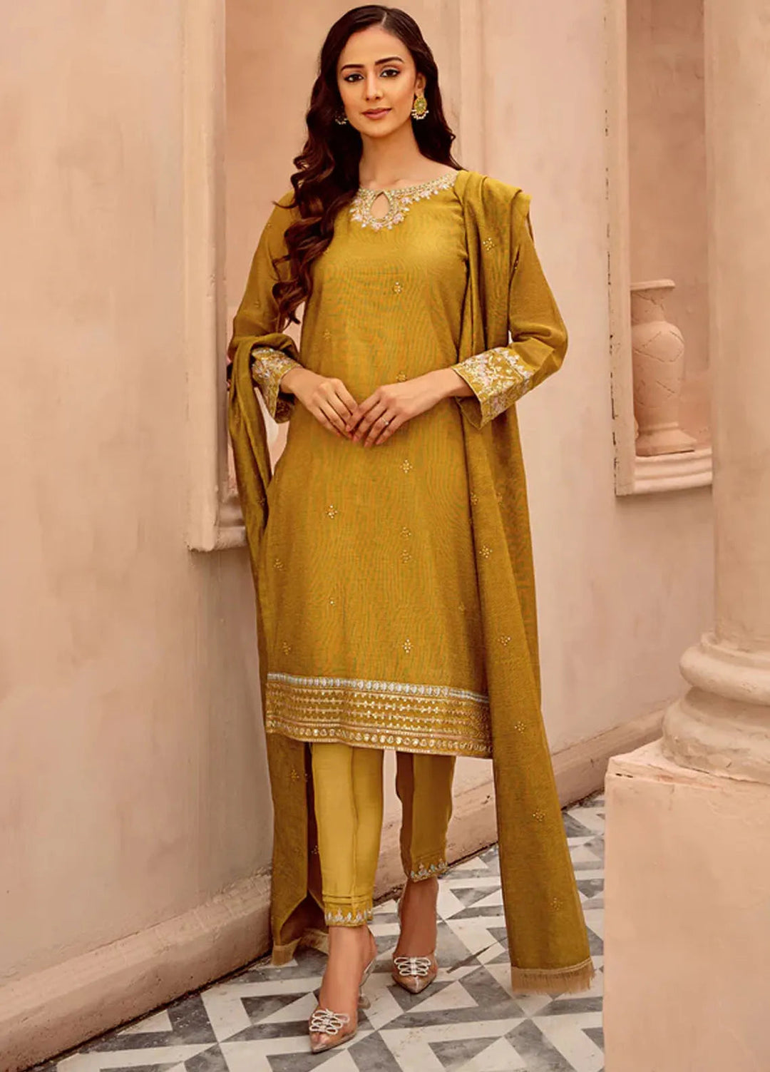 Kross Kulture Pret Embroidered Cotton Net 3 Piece Suit Ayansh KLX-00567