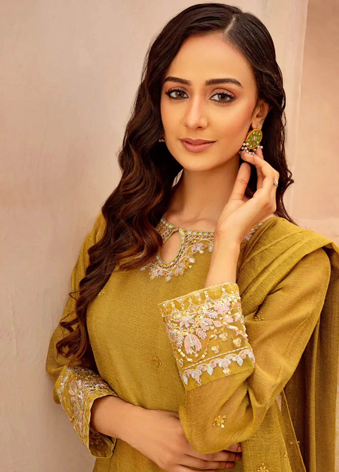 Kross Kulture Pret Embroidered Cotton Net 3 Piece Suit Ayansh KLX-00567