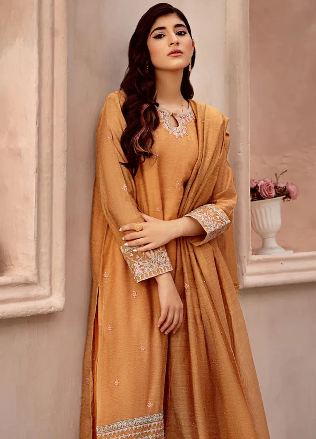 Kross Kulture Pret Embroidered Cotton Net 3 Piece Suit Ellianna KLX-00568