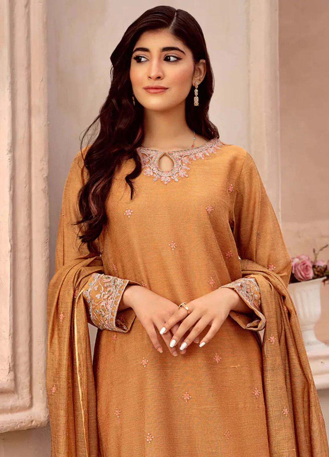 Kross Kulture Pret Embroidered Cotton Net 3 Piece Suit Ellianna KLX-00568