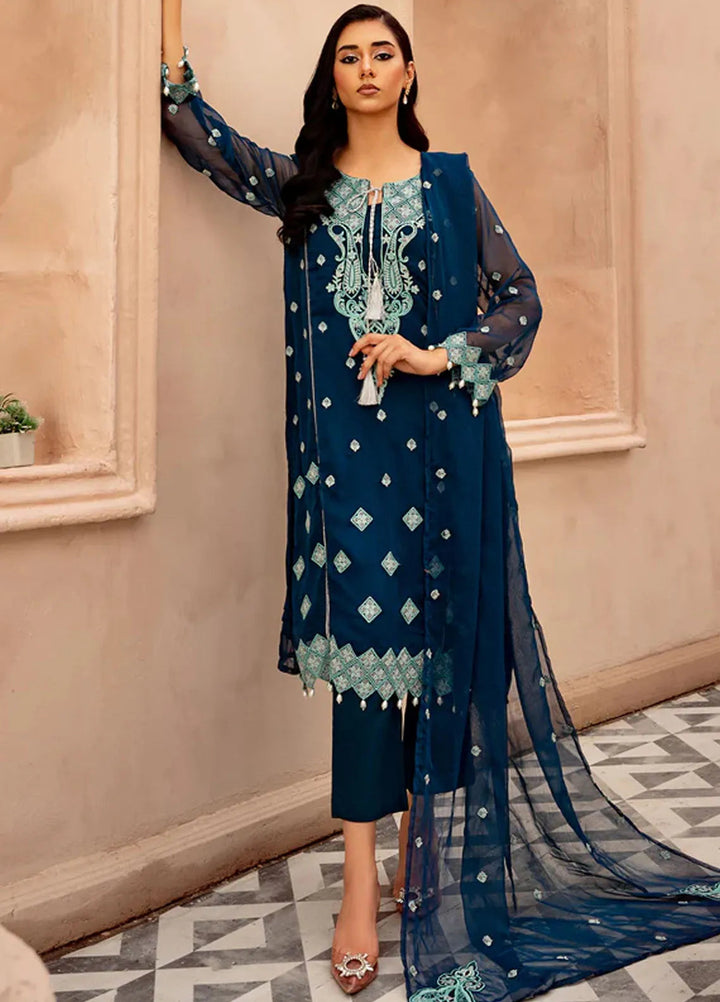Kross Kulture Pret Embroidered Cotton Net 3 Piece Suit Naqsh KLX-00505