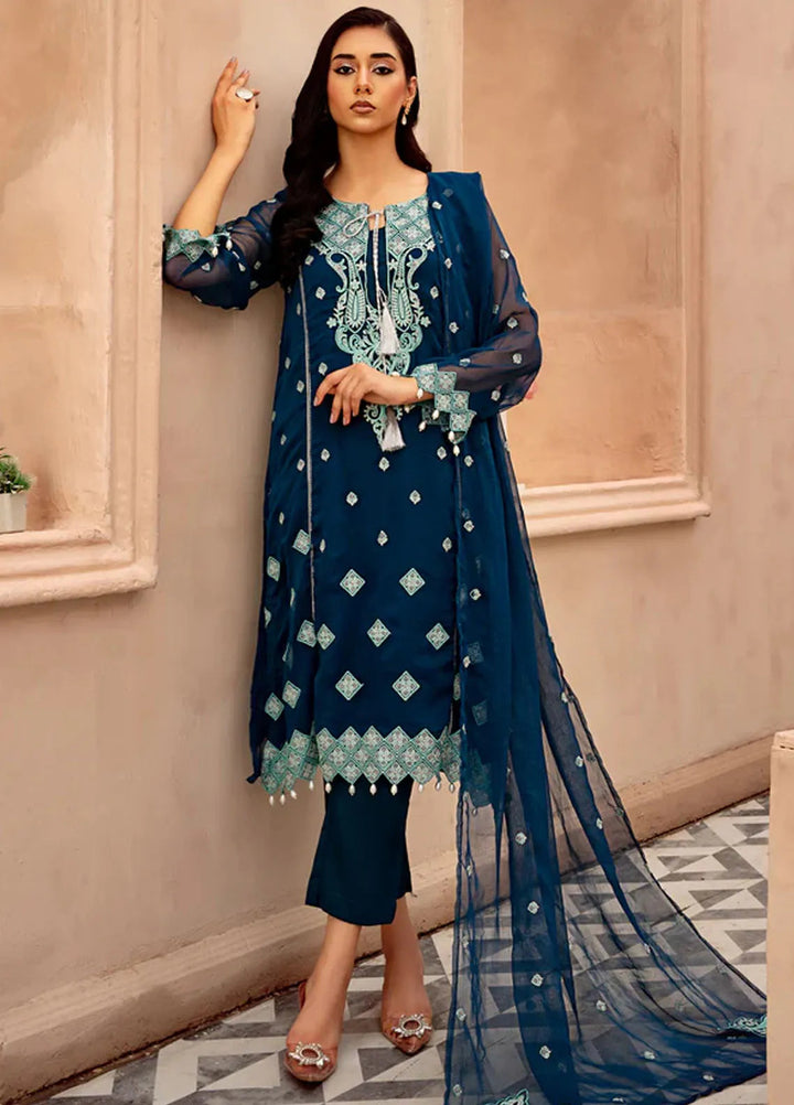 Kross Kulture Pret Embroidered Cotton Net 3 Piece Suit Naqsh KLX-00505