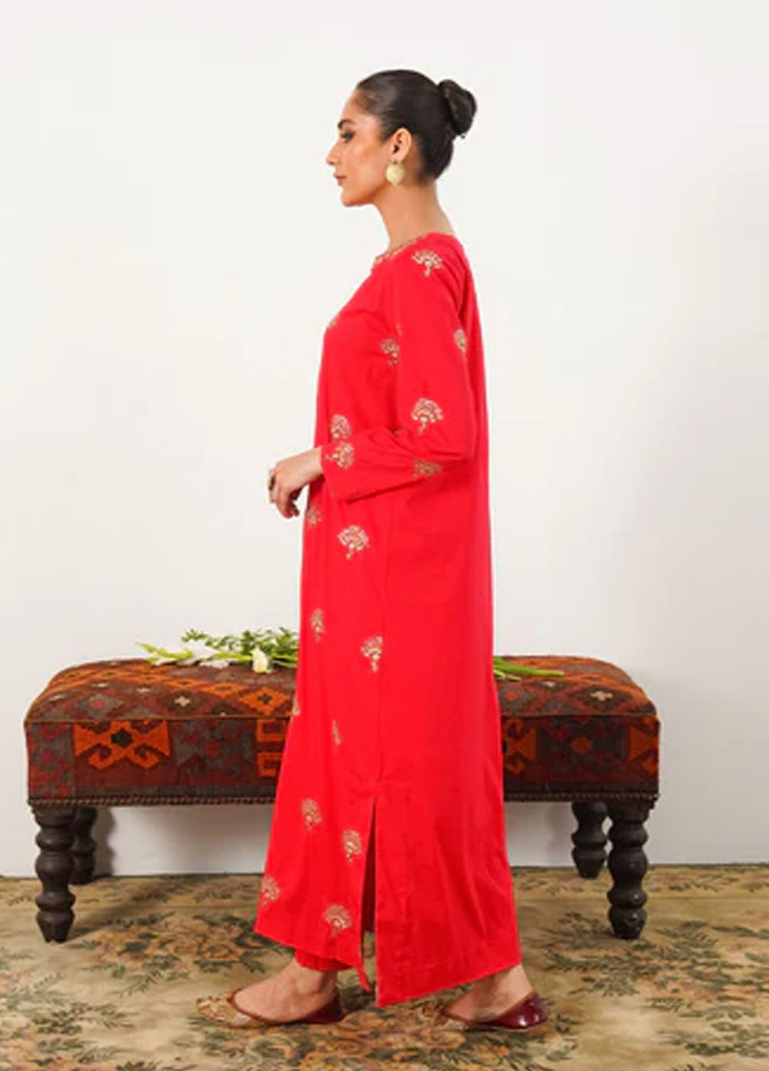 Kross Kulture Pret Embroidered Cotton Silk 2 Piece Suit 0001527-RED