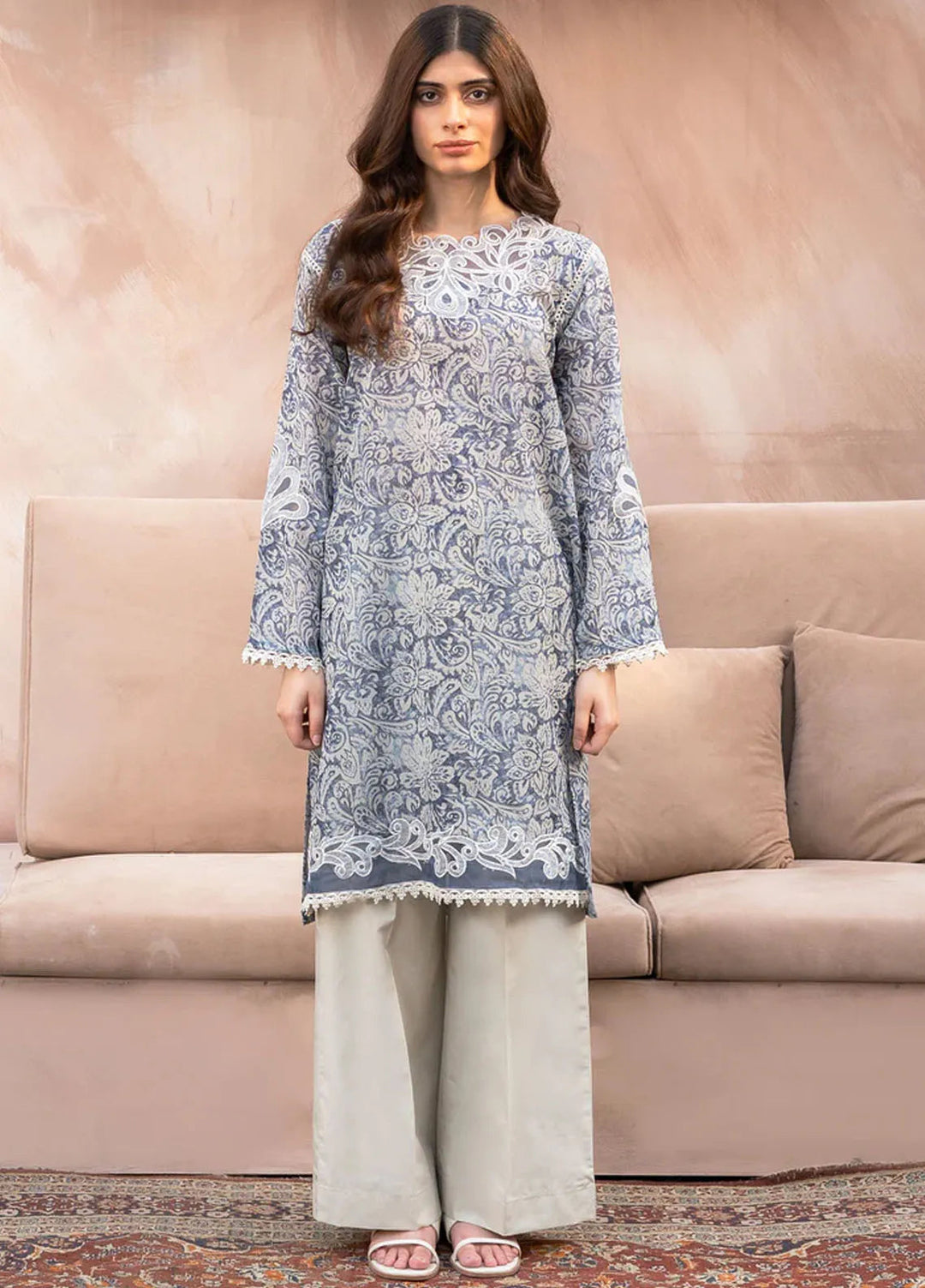 Kross Kulture Pret Embroidered Lawn 2 Piece Suit Blue Blossom KGL-00976