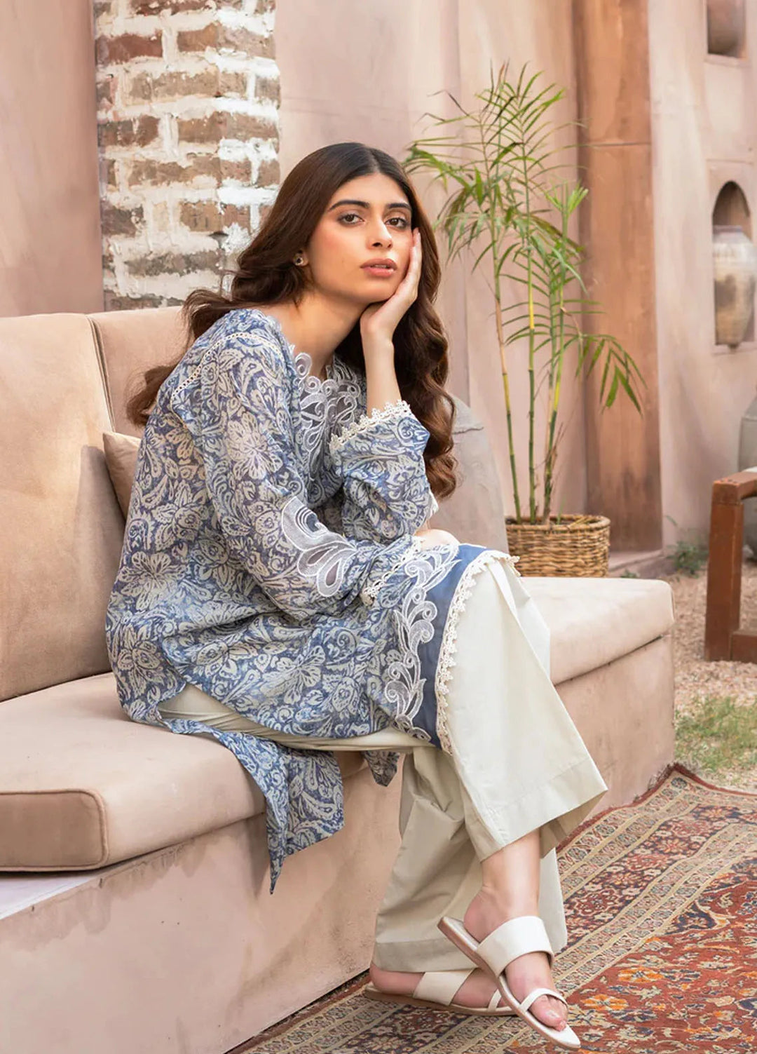 Kross Kulture Pret Embroidered Lawn 2 Piece Suit Blue Blossom KGL-00976