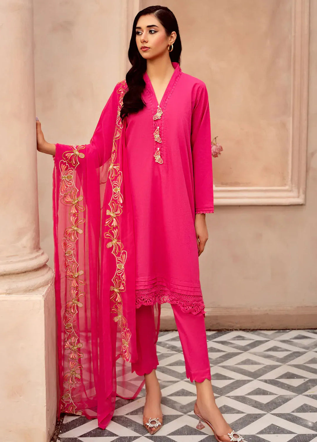 Kross Kulture Pret Embroidered Lawn 3 Piece Suit Indigo KE-00679