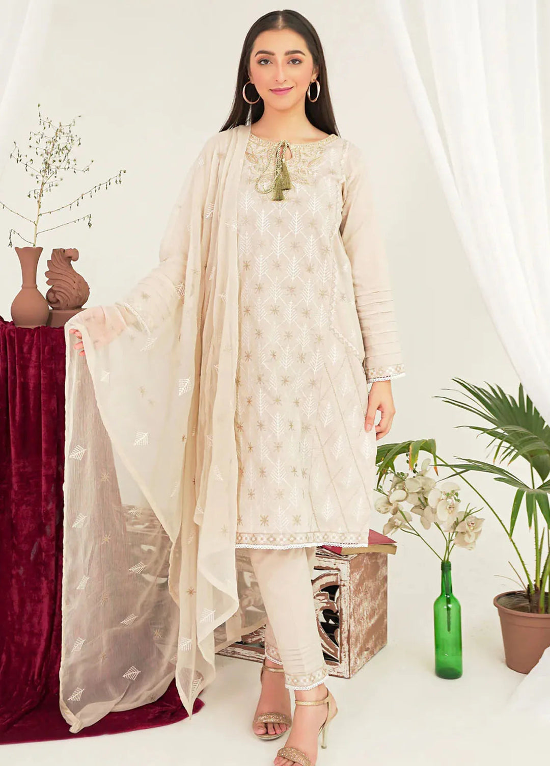 Kross Kulture Pret Embroidered Lawn 3 Piece Suit Jasmine KE-00723