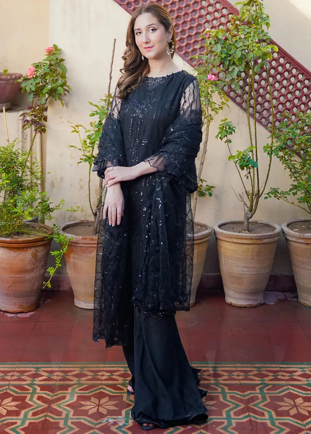 Kross Kulture Pret Embroidered Poly Net 3 Piece Suit Jenica KKSG-00537