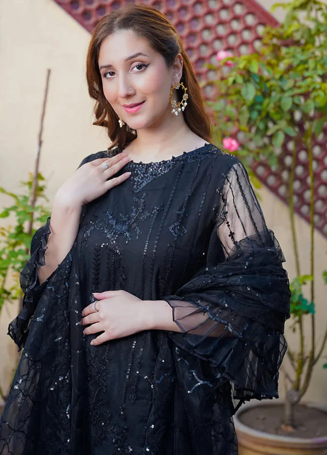 Kross Kulture Pret Embroidered Poly Net 3 Piece Suit Jenica KKSG-00537