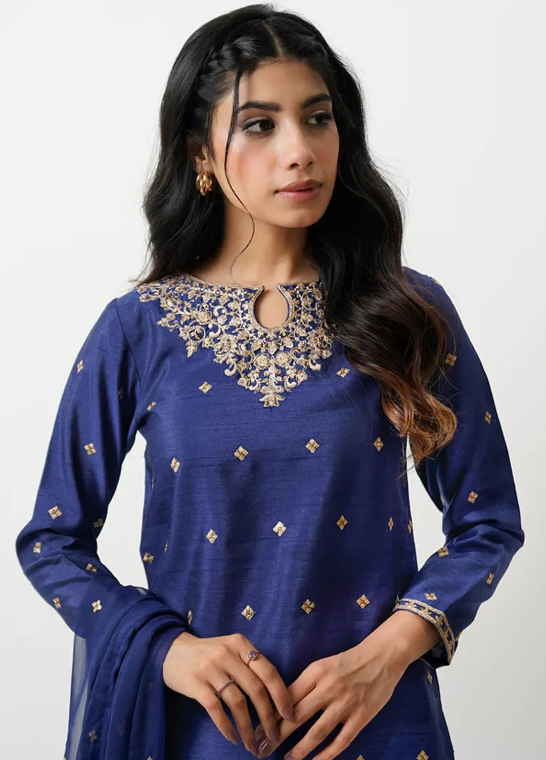 Kross Kulture Pret Embroidered Raw Silk 3 Piece Suit Sierra KLX- 00519