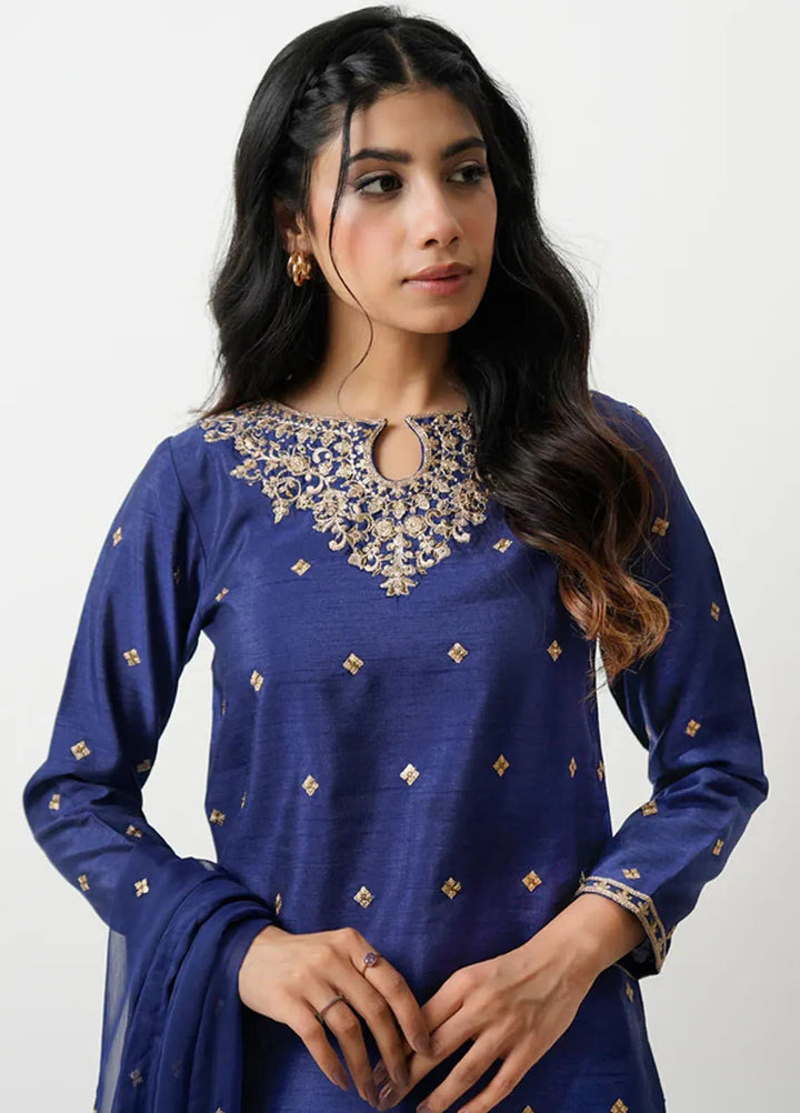 Kross Kulture Pret Embroidered Raw Silk 3 Piece Suit Sierra KLX- 00519