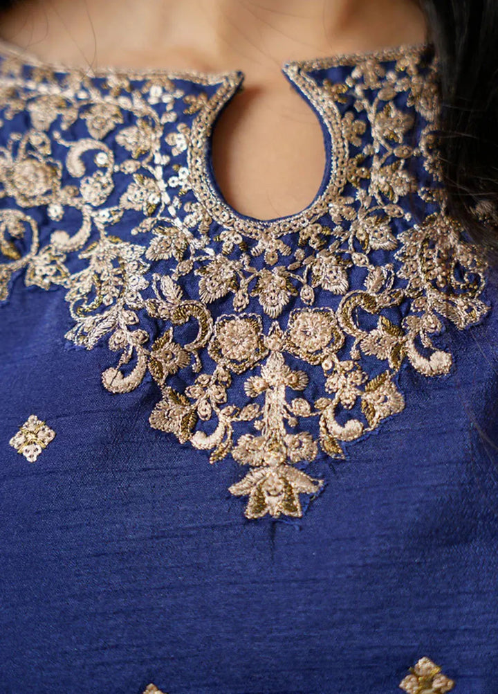 Kross Kulture Pret Embroidered Raw Silk 3 Piece Suit Sierra KLX- 00519