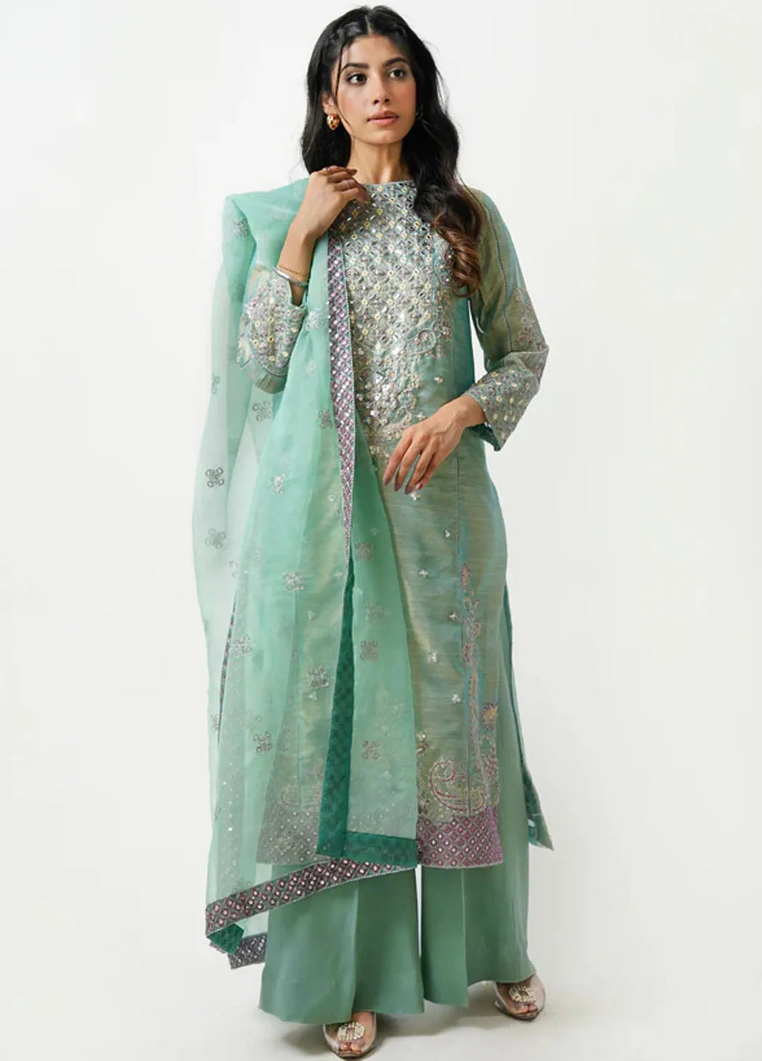 Kross Kulture Pret Embroidered Tissue Masoori 3 Piece Suit Alora KLX- 00525