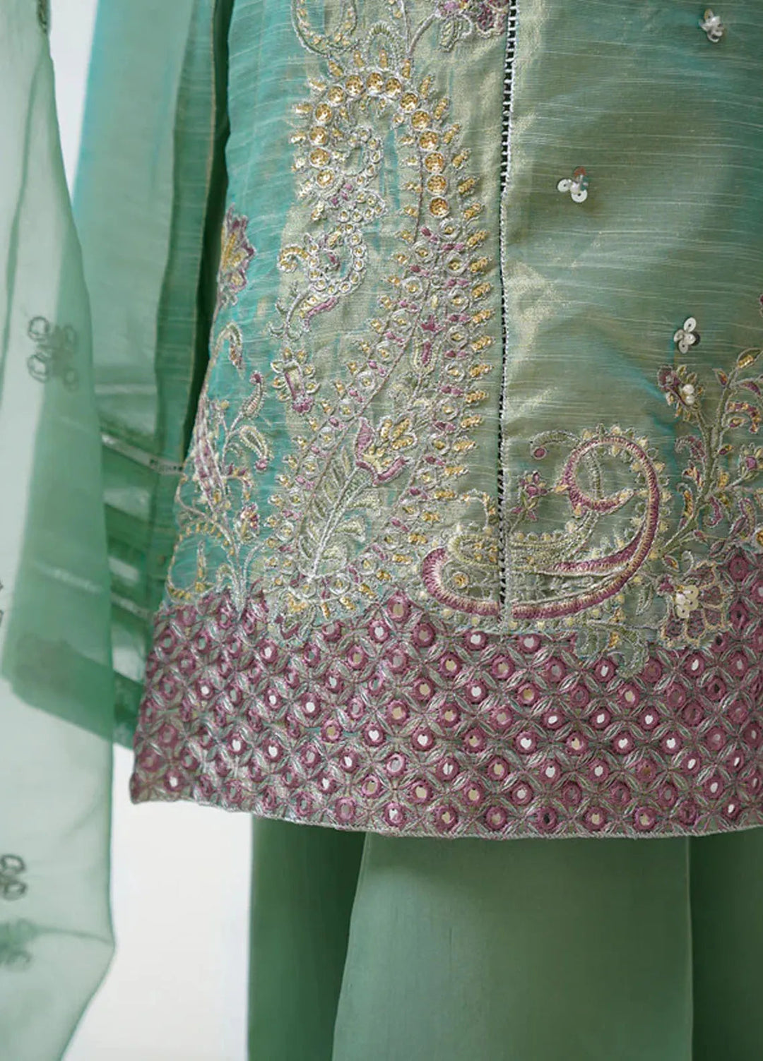 Kross Kulture Pret Embroidered Tissue Masoori 3 Piece Suit Alora KLX- 00525