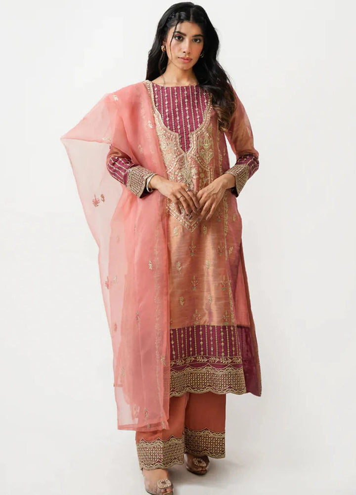 Kross Kulture Pret Embroidered Tissue Masoori 3 Piece Suit Mysa KLX- 00526