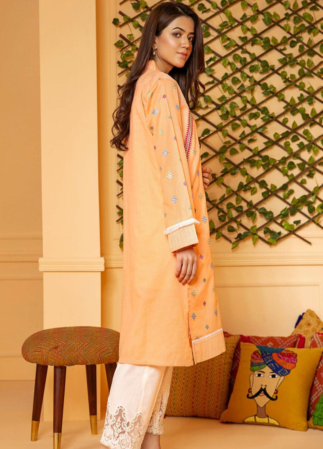 Kross Kulture Embroidered Cotton Stitched Kurtis KB-21008 T Pink