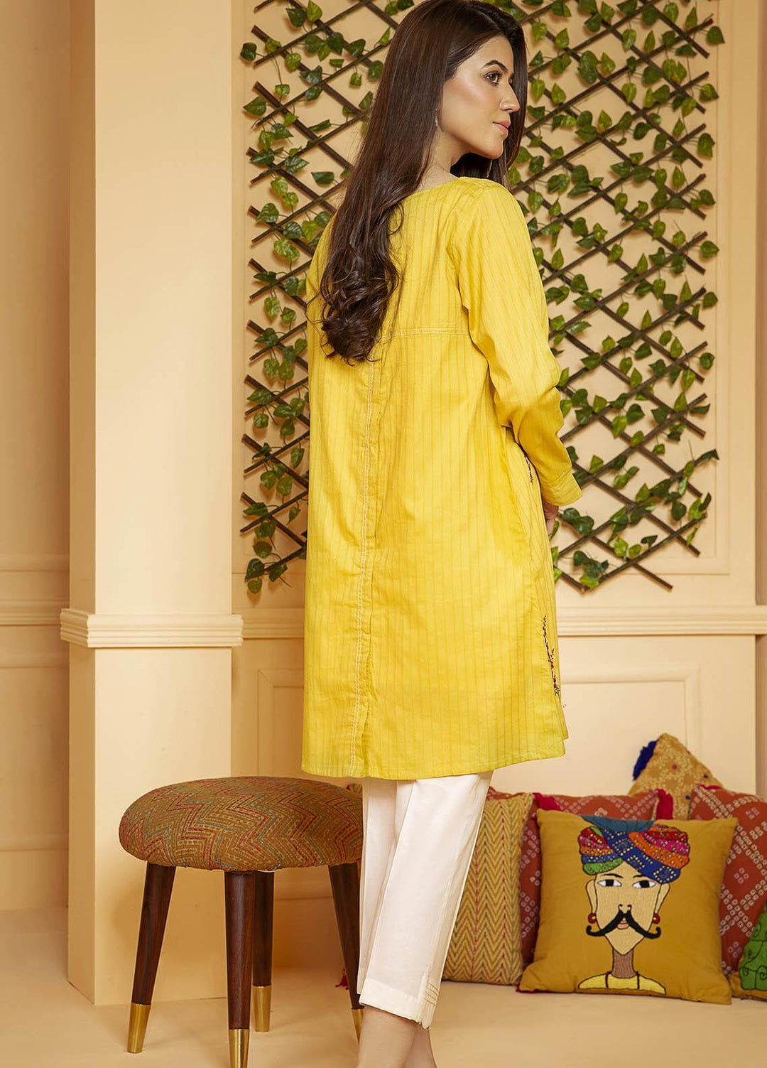 Kross Kulture Embroidered Cotton Stitched Kurtis KB-21049 Olive