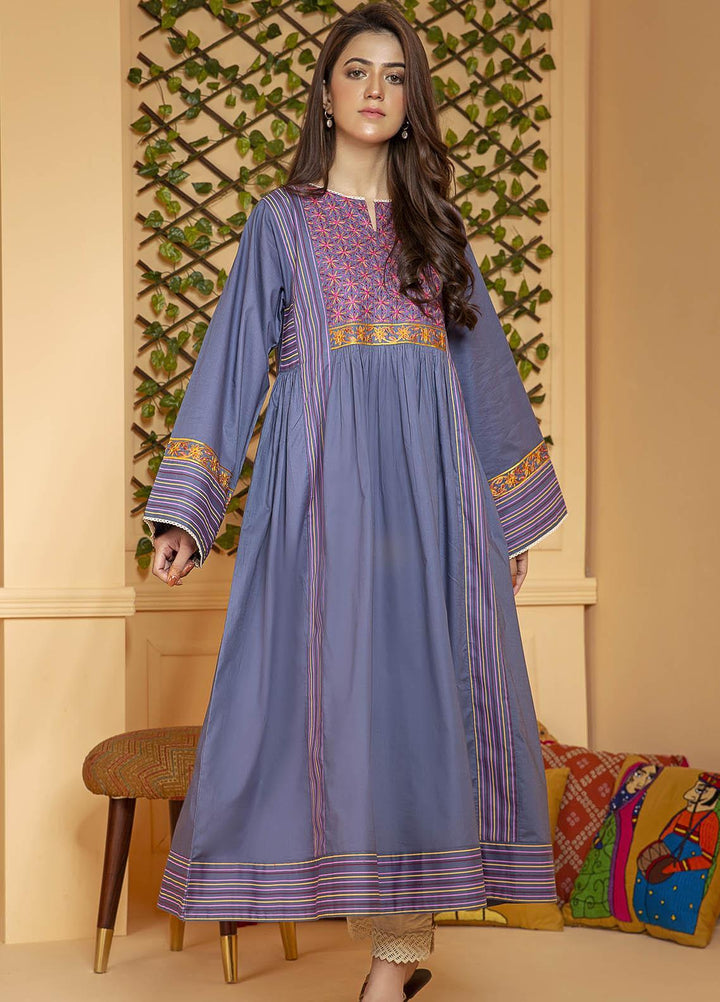Kross Kulture Embroidered Cotton Stitched Kurtis KB-21113 Blue
