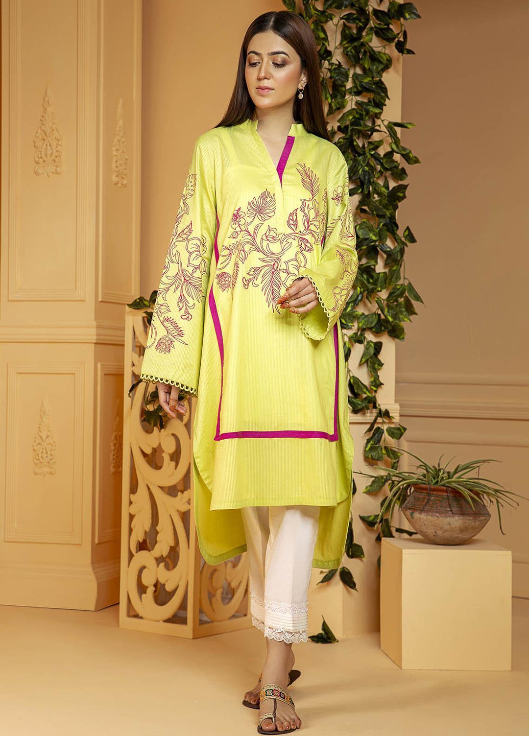 Kross Kulture Embroidered Cotton Stitched Kurtis KE-20429 P Green