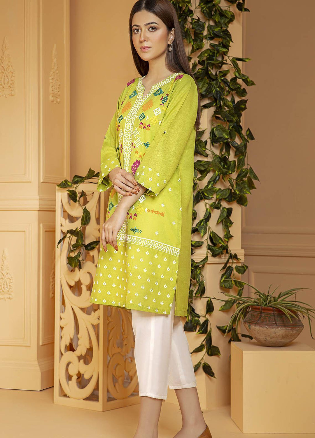 Kross Kulture Embroidered Karandi Stitched Kurtis KE-21028 P Green
