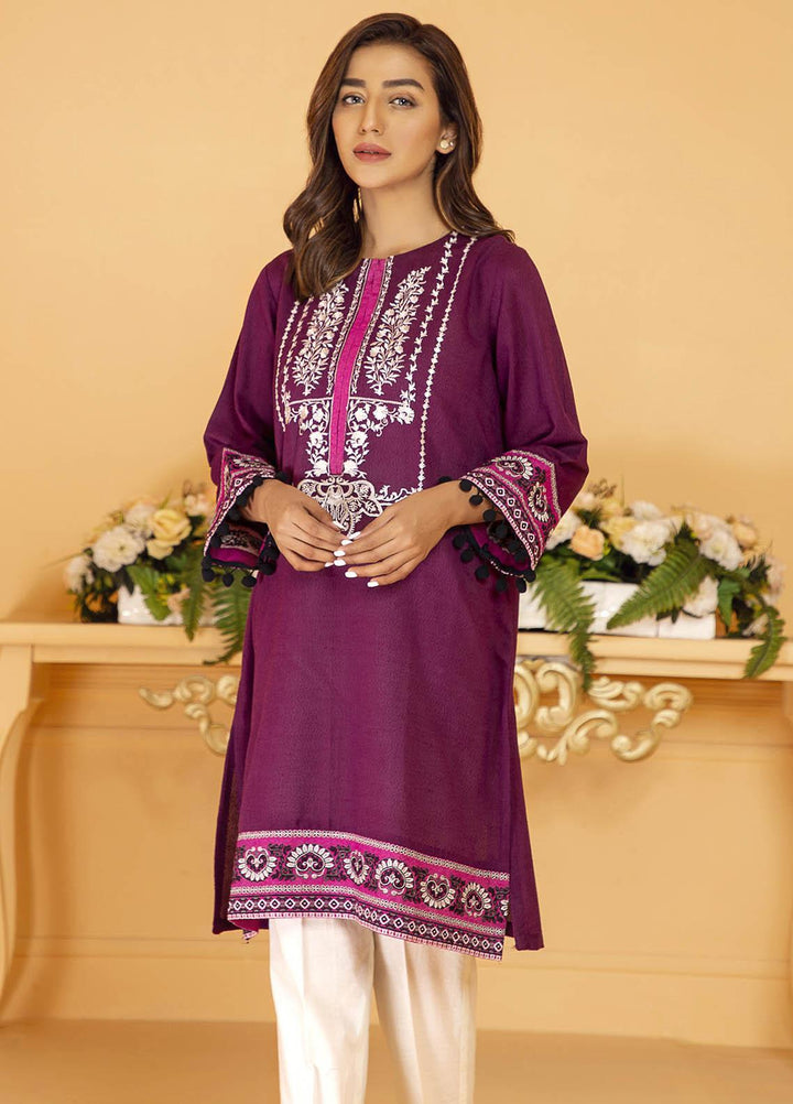 Kross Kulture Embroidered Karandi Stitched Kurtis KE-21044 Purple