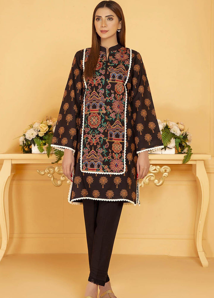 Kross Kulture Embroidered Cotton Stitched Kurtis KE-21066 Black