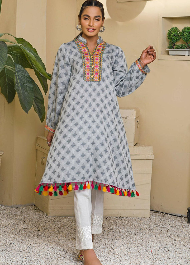 Kross Kulture Casual Pret Embroidered Cotton Shirt KB-21147 Grey