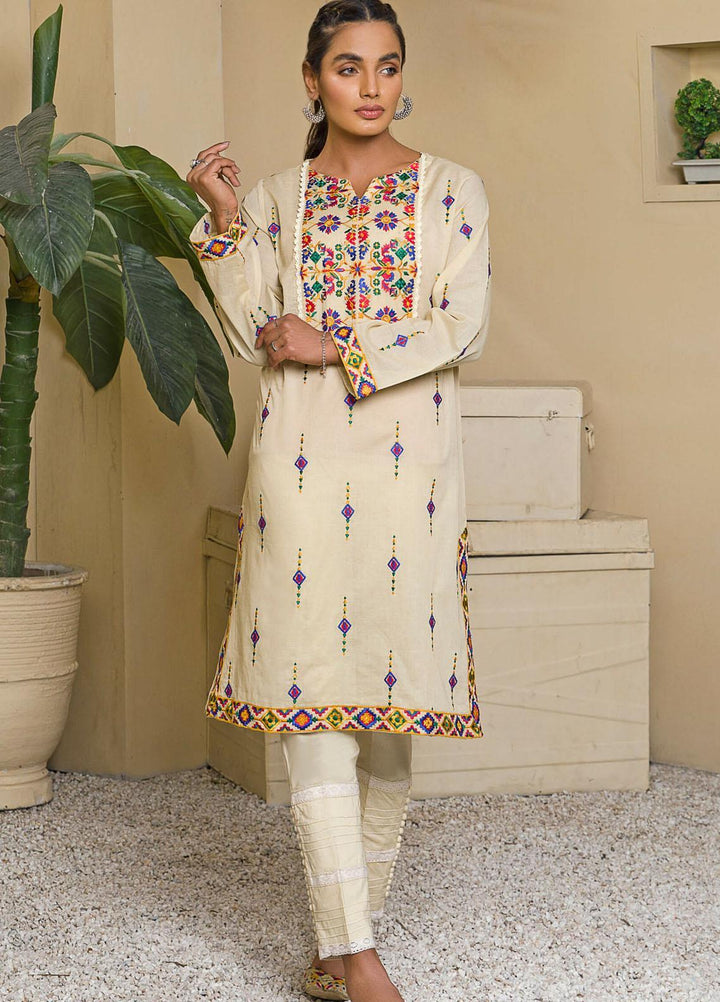 Kross Kulture Casual Pret Embroidered Lawn Shirt KE-21070 Beige