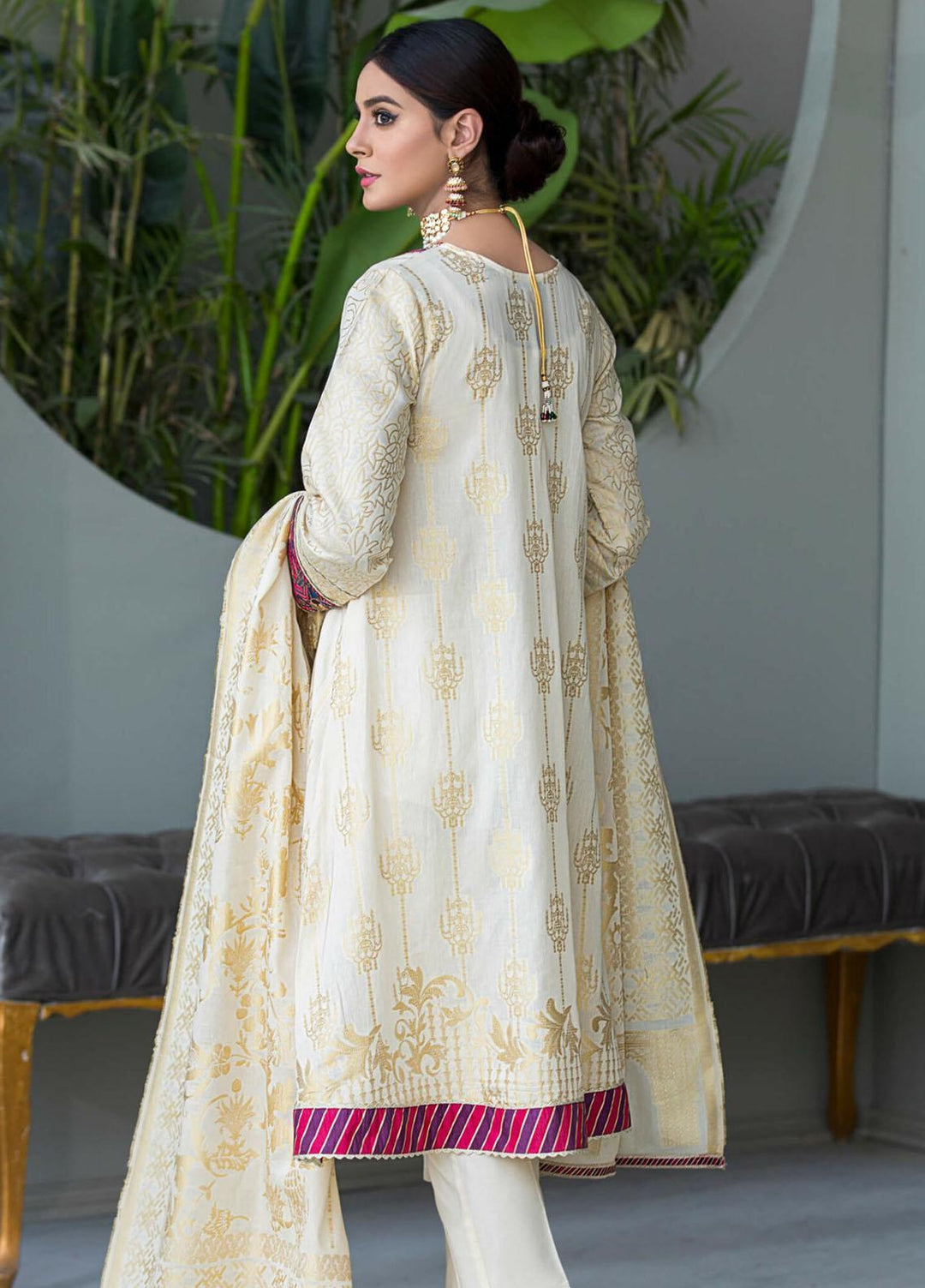 Kross Kulture Embroidered Jacquard Stitched 2 Piece Suit  KE-21160 Off White