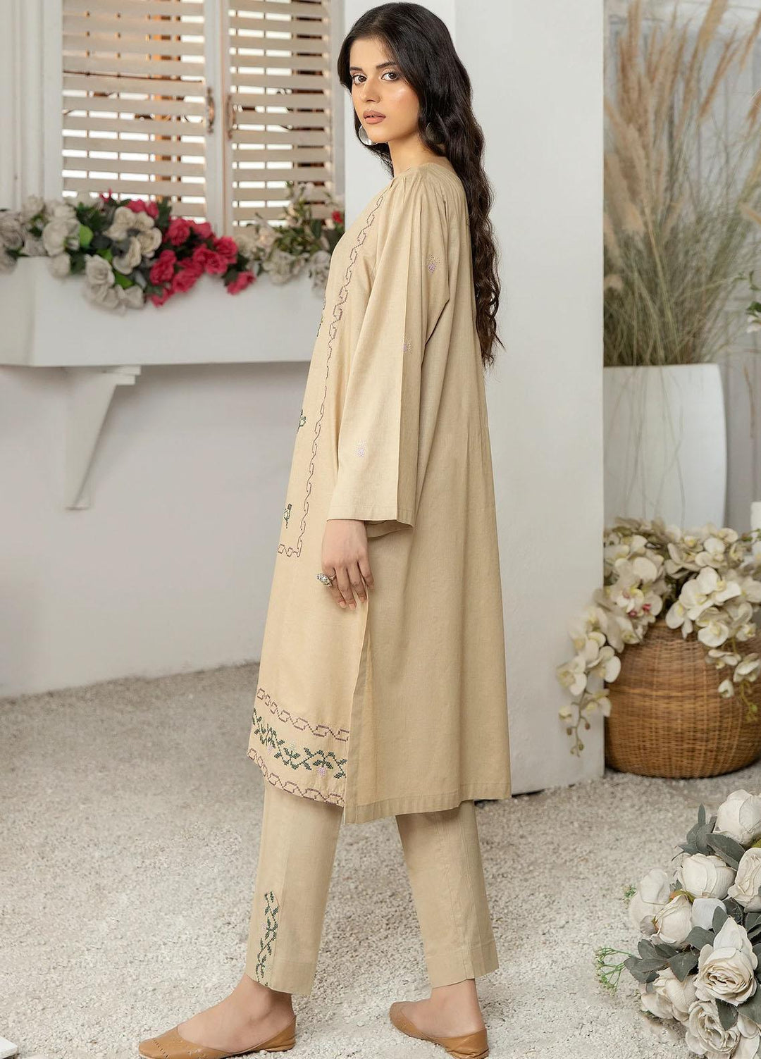 Kross Kulture Casual Pret  Cambric 2 Piece Suit KGL-344 Beige