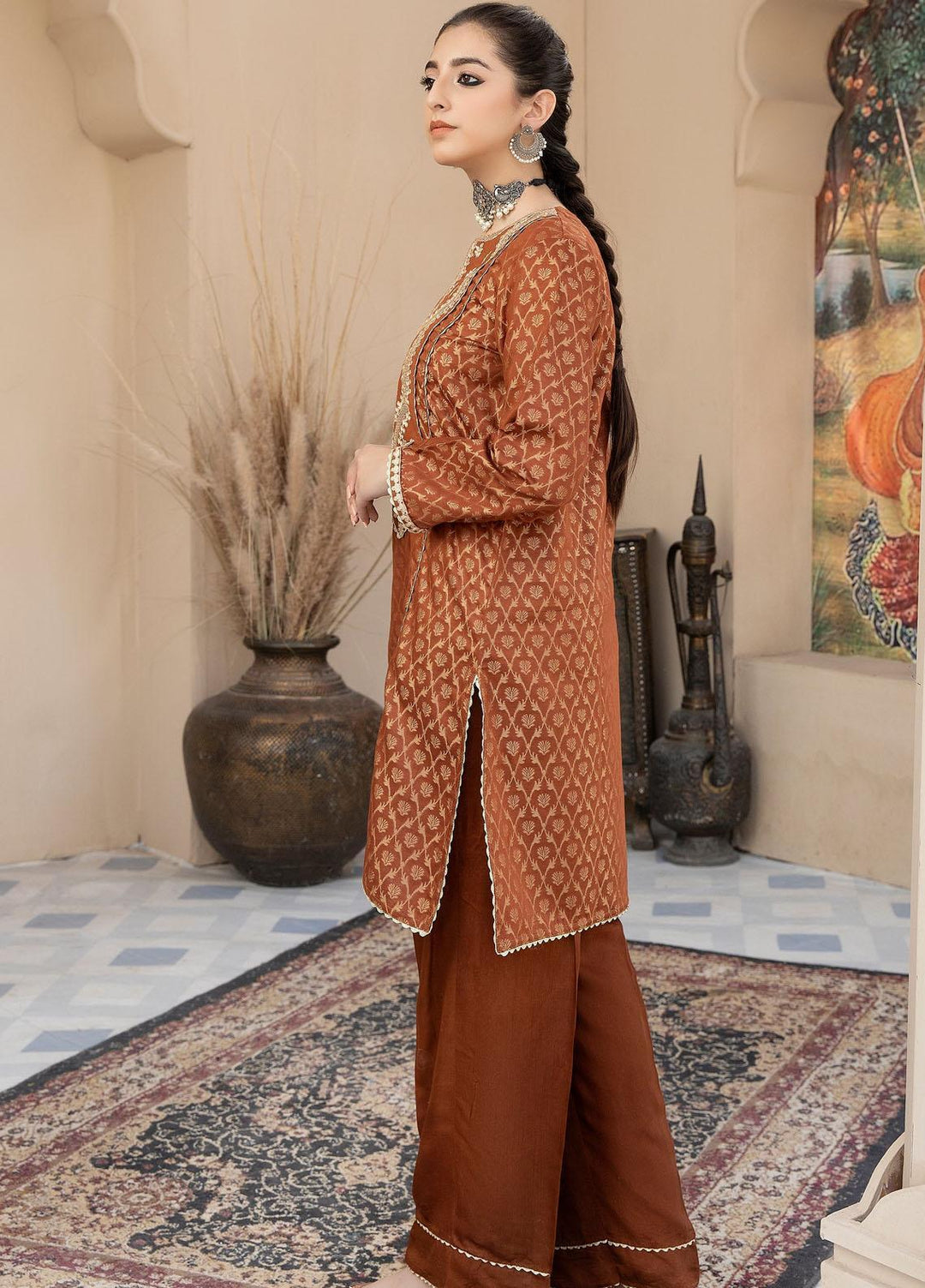 Kross Kulture Casual Pret  Jacquard Shirt KEE2-22305 Brown