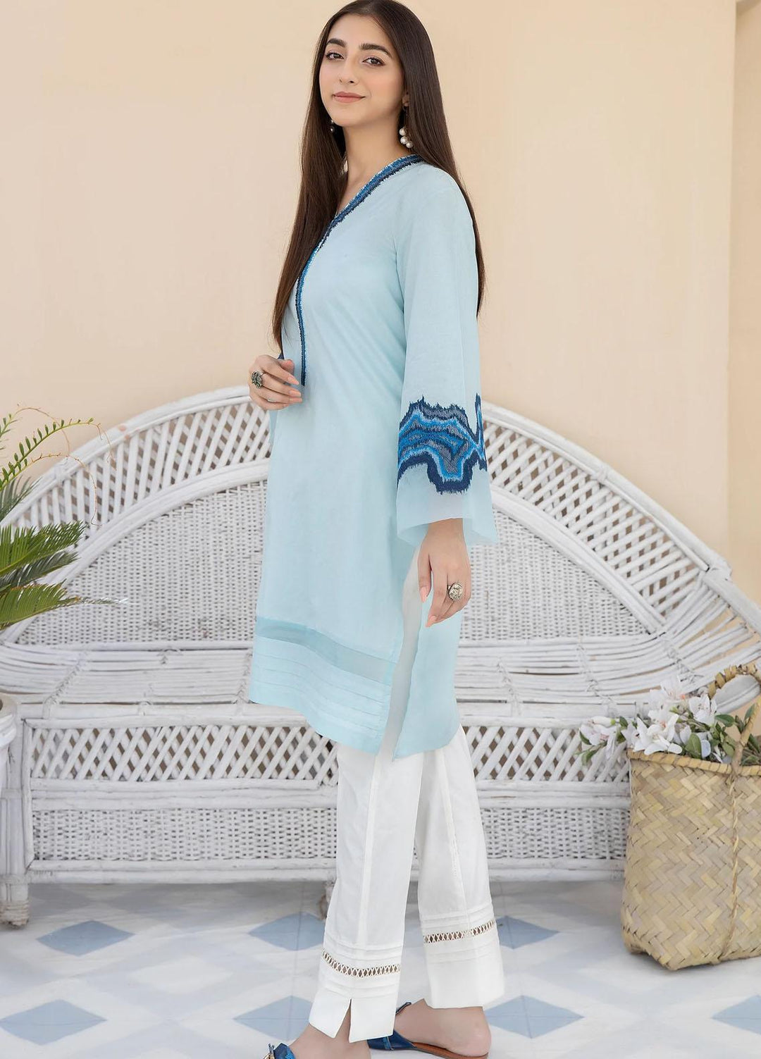 Kross Kulture Casual Pret  Cambric Shirt KE-22284 AQUA