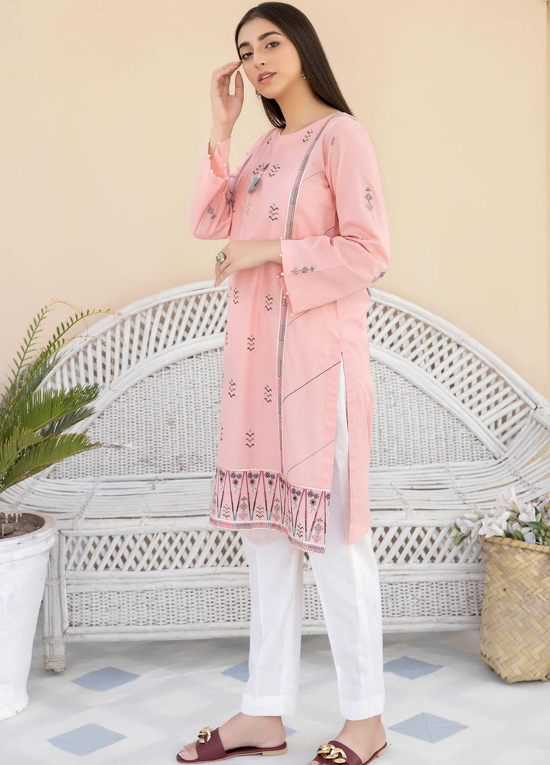 Kross Kulture Casual Pret  Cambric Shirt KE-22287 Light Pink