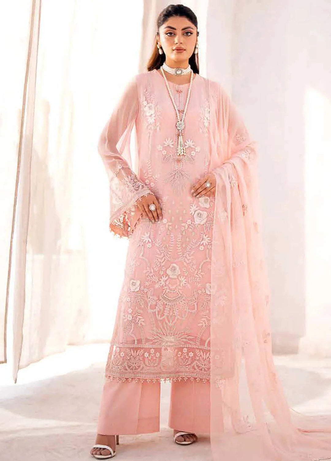 Kuch Khas By Flossie Embroidered Chiffon Suit Unstitched 3 Piece FL24K K-1502 Mirha - Luxury Collection