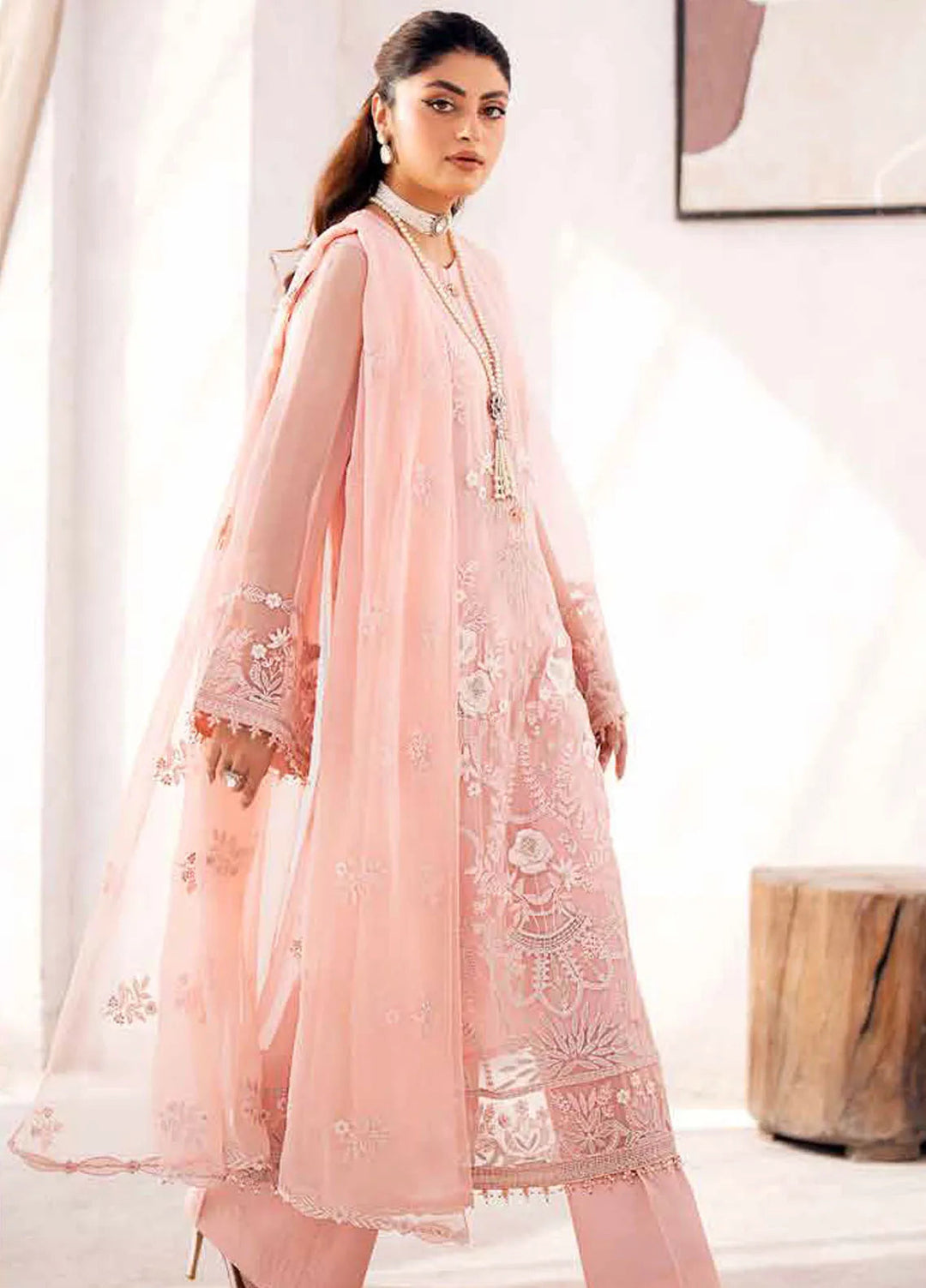 Kuch Khas By Flossie Embroidered Chiffon Suit Unstitched 3 Piece FL24K K-1502 Mirha - Luxury Collection