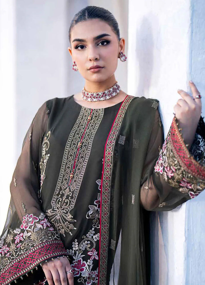 Kuch Khas By Flossie Embroidered Chiffon Suit Unstitched 3 Piece FL24K K-1504 Raha - Luxury Collection