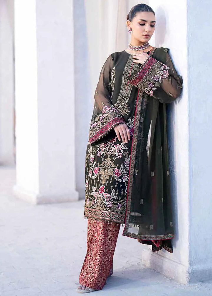 Kuch Khas By Flossie Embroidered Chiffon Suit Unstitched 3 Piece FL24K K-1504 Raha - Luxury Collection