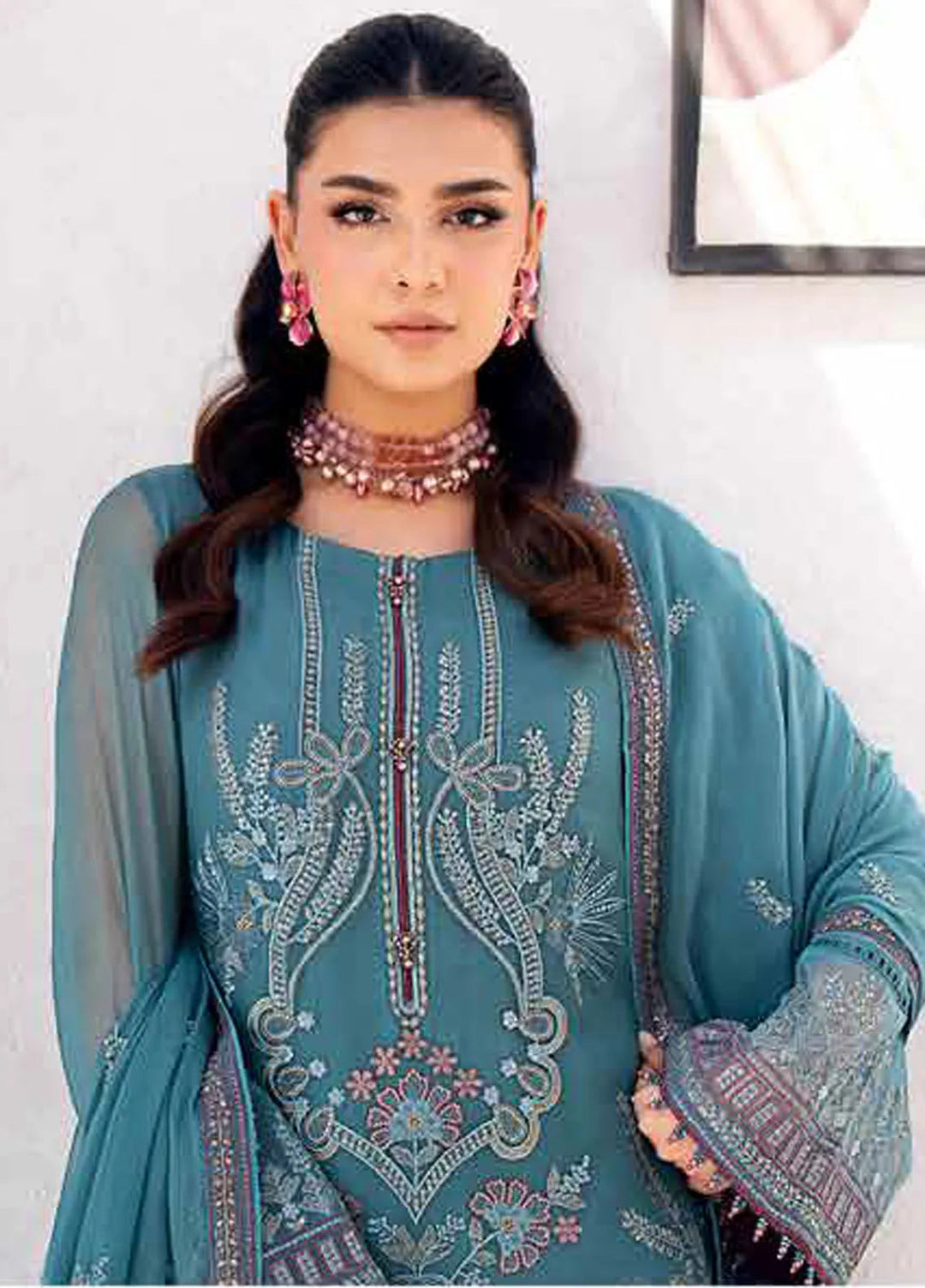 Kuch Khas By Flossie Embroidered Chiffon Suit Unstitched 3 Piece FL24K K-1505 Fae - Luxury Collection