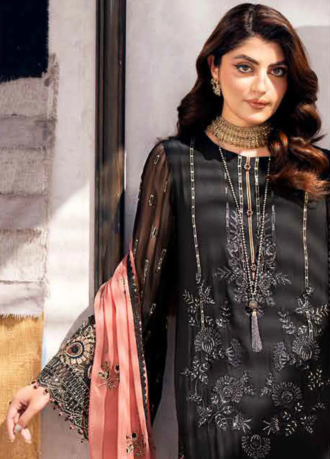 Kuch Khas By Flossie Embroidered Chiffon Suit Unstitched 3 Piece FL24K K-1506 Amelia - Luxury Collection