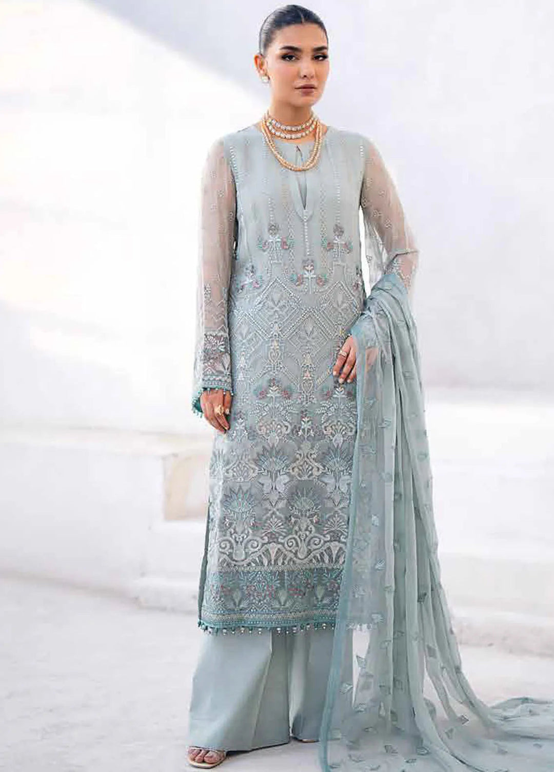 Kuch Khas By Flossie Embroidered Chiffon Suit Unstitched 3 Piece FL24K K-1507 Izara - Luxury Collection