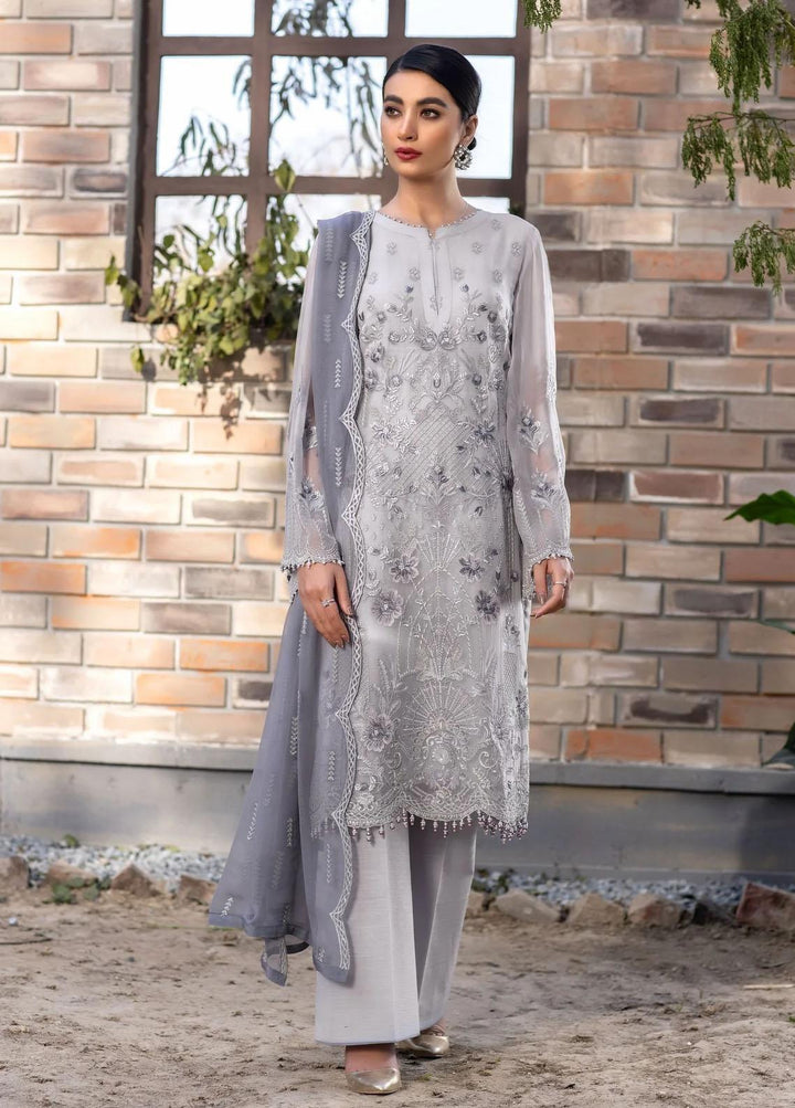 Kuch Khas By Flossie Embroidered Chiffon Suits Unstitched 3 Piece K-1106 Minral Mist - Luxury Collection