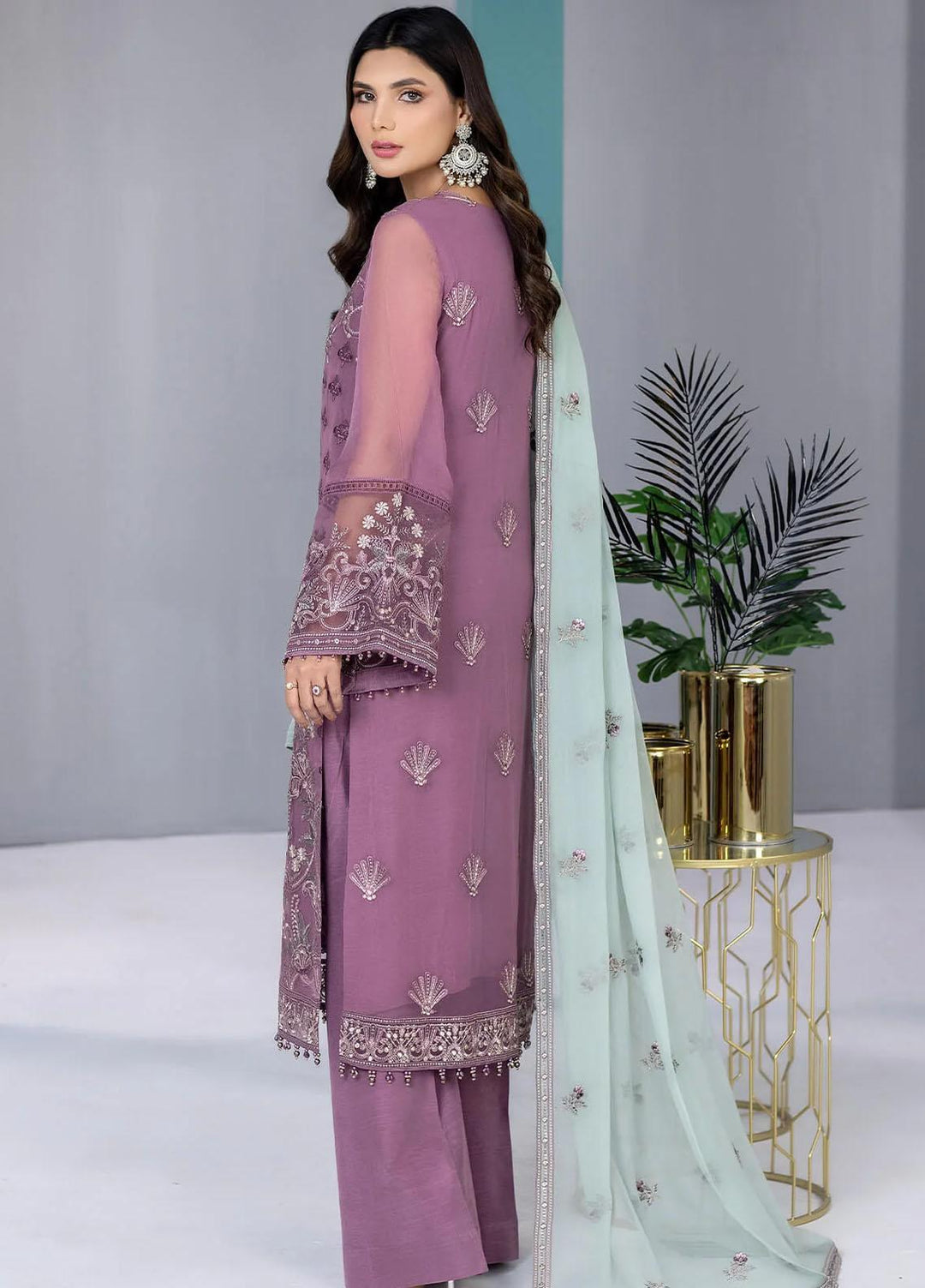 Kuch Khas By Flossie Embroidered Chiffon Suits Unstitched 3 Piece FS23KKLU K-1305 Meadowsweet - Luxury Collection