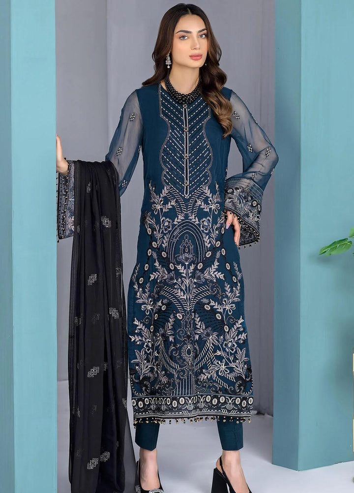 Kuch Khas By Flossie Embroidered Chiffon Suits Unstitched 3 Piece FS23KKLU K-1306 Folklore - Luxury Collection