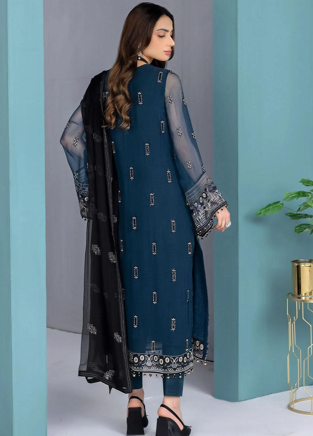 Kuch Khas By Flossie Embroidered Chiffon Suits Unstitched 3 Piece FS23KKLU K-1306 Folklore - Luxury Collection