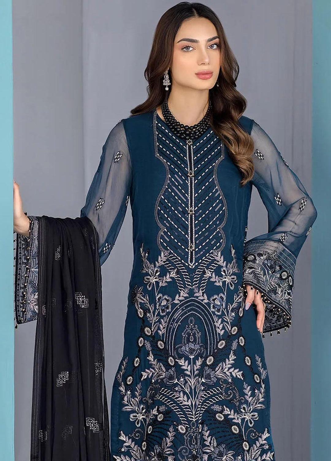 Kuch Khas By Flossie Embroidered Chiffon Suits Unstitched 3 Piece FS23KKLU K-1306 Folklore - Luxury Collection