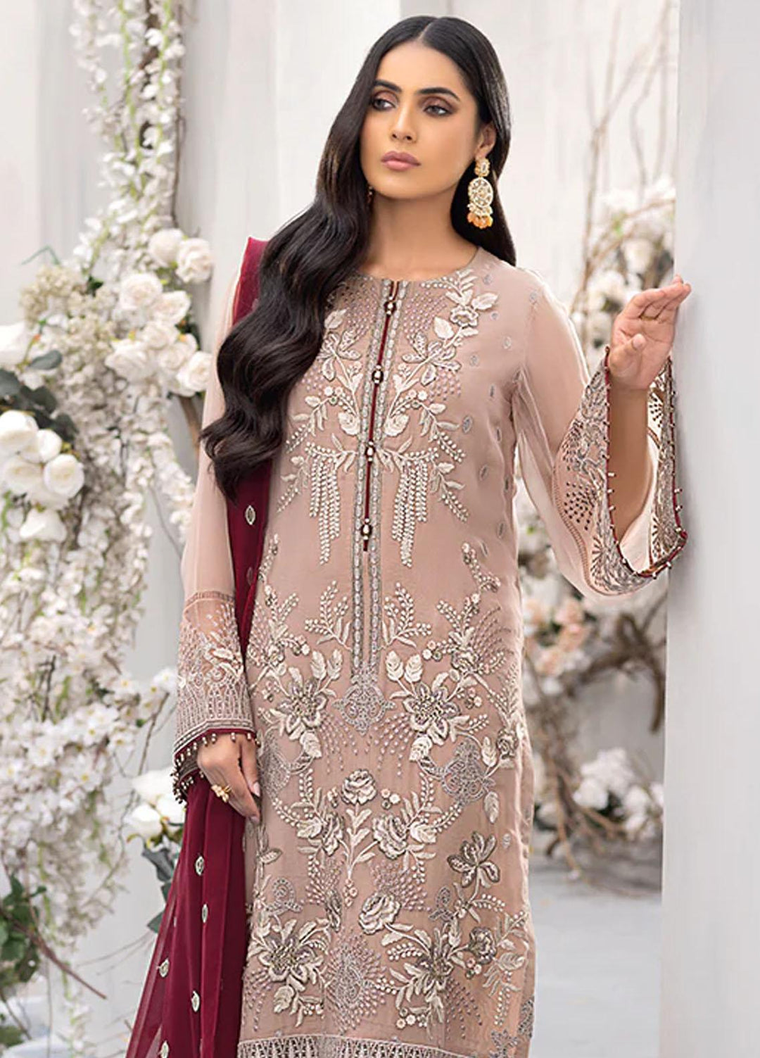 Kuch Khas By Flossie Embroidered Chiffon Suits Unstitched 3 Piece FS23KKLU K-1210 Spiffy Desire - Luxury Collection