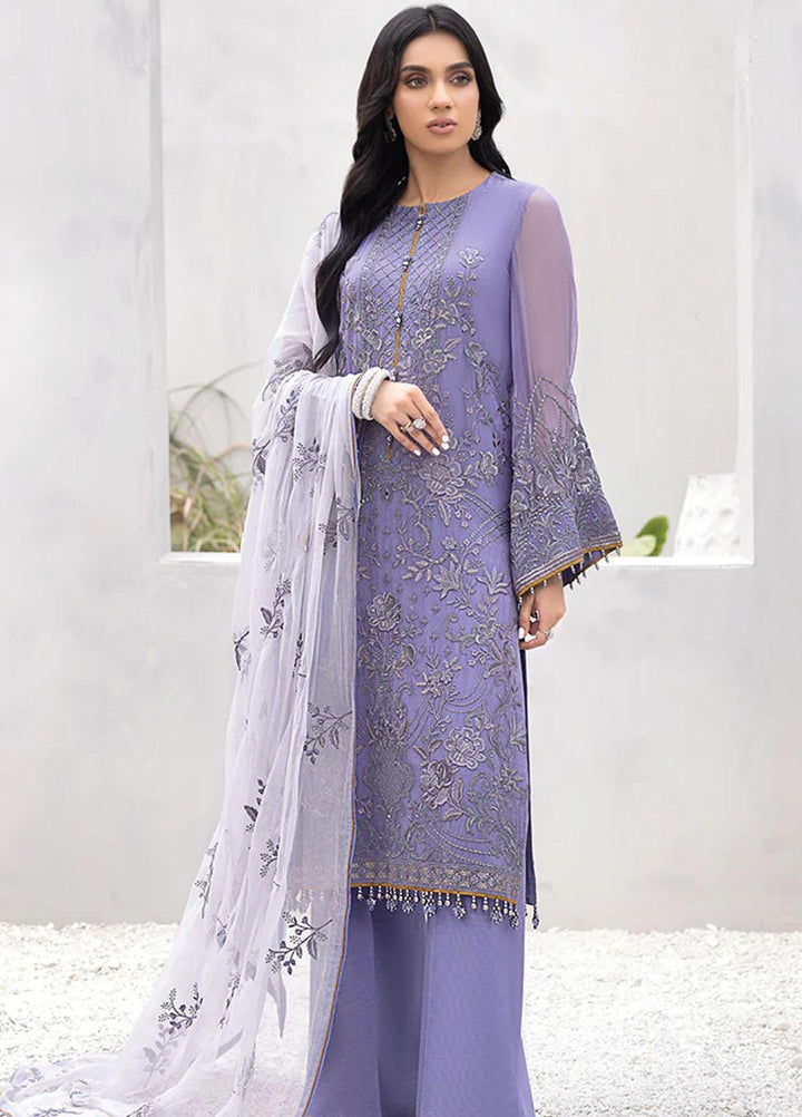 Kuch Khas By Flossie Embroidered Chiffon Suits Unstitched 3 Piece FS23KKLU K-1201 Amethyst Elegancy - Luxury Collection