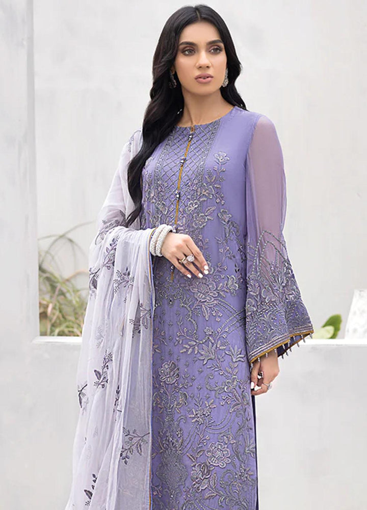 Kuch Khas By Flossie Embroidered Chiffon Suits Unstitched 3 Piece FS23KKLU K-1201 Amethyst Elegancy - Luxury Collection