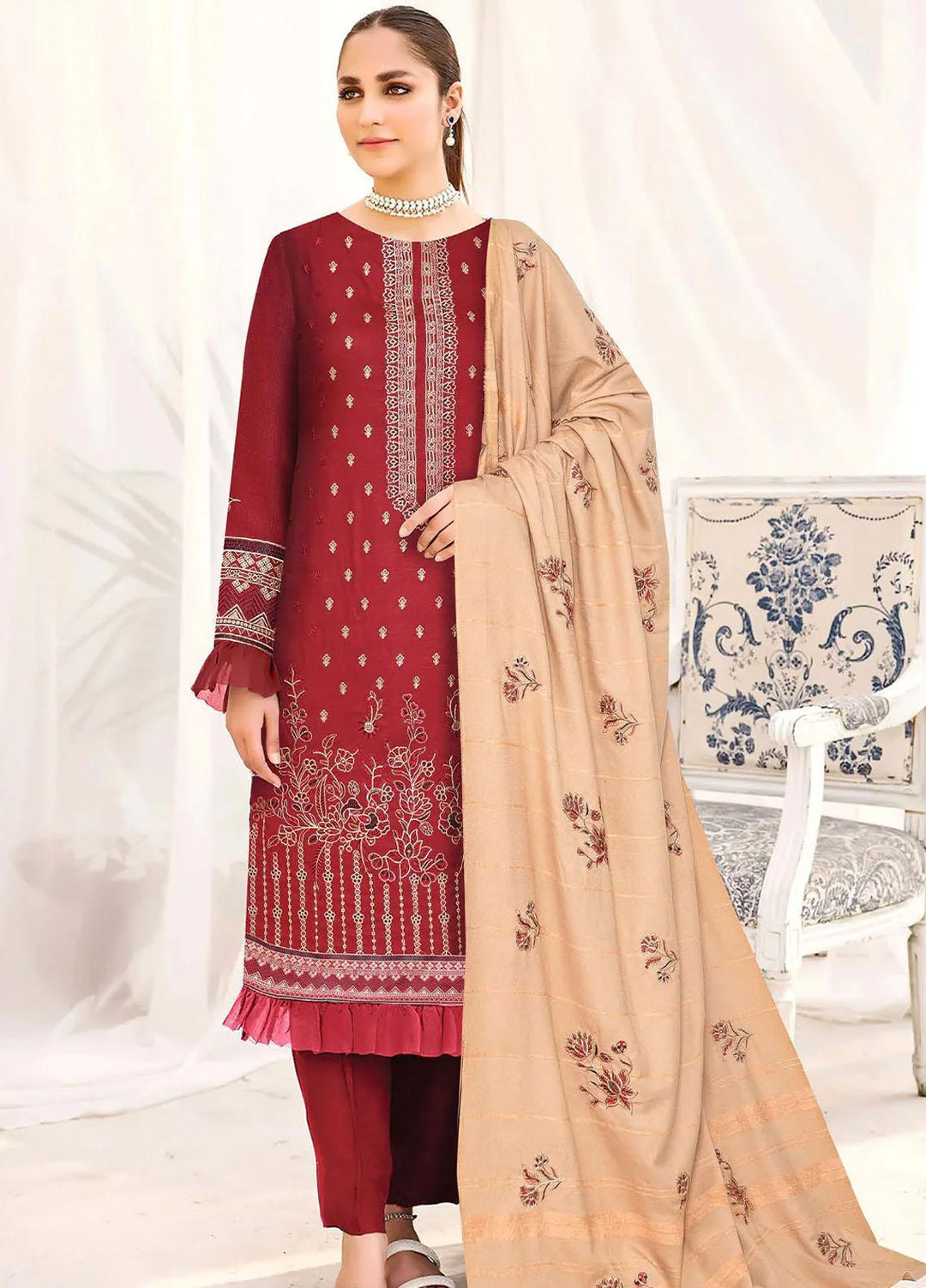 Kuch Khas By Insiya Clothing Embroidered Dhanak Suits Unstitched 3 Piece INS23KK D-04 - Winter Collection